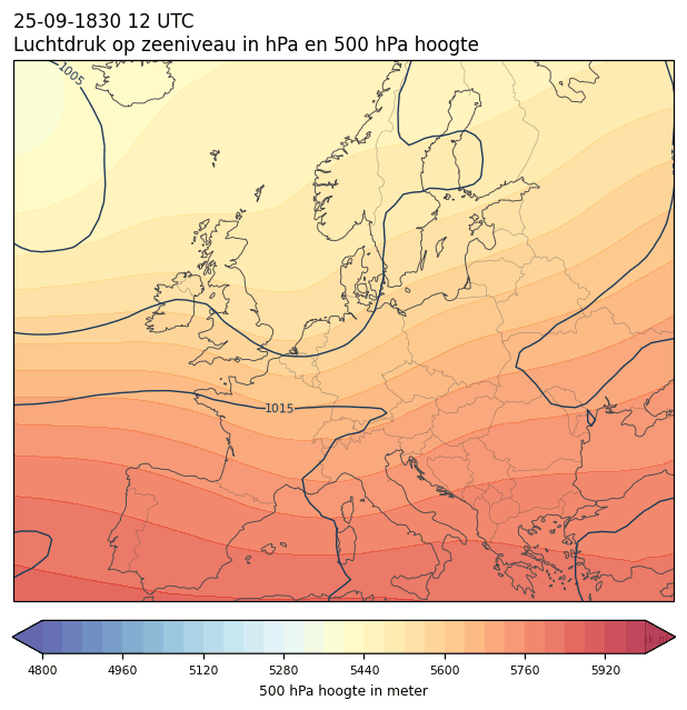 Weerkaart van 25 september 1830 om 12 UTC
