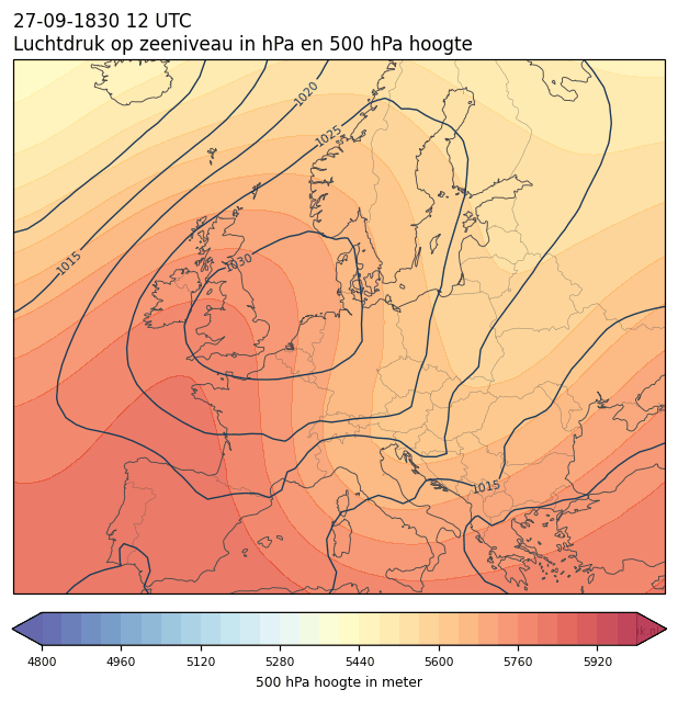 Weerkaart van 27 september 1830 om 12 UTC