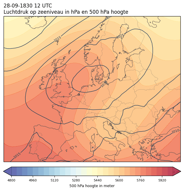 Weerkaart van 28 september 1830 om 12 UTC