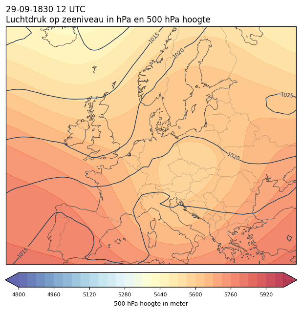 Weerkaart van 29 september 1830 om 12 UTC