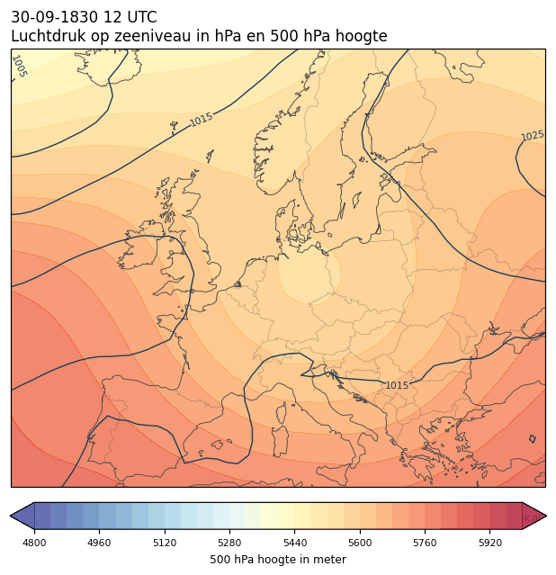 Weerkaart van 30 september 1830 om 12 UTC