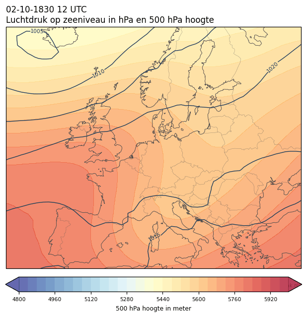 Weerkaart van 2 oktober 1830 om 12 UTC