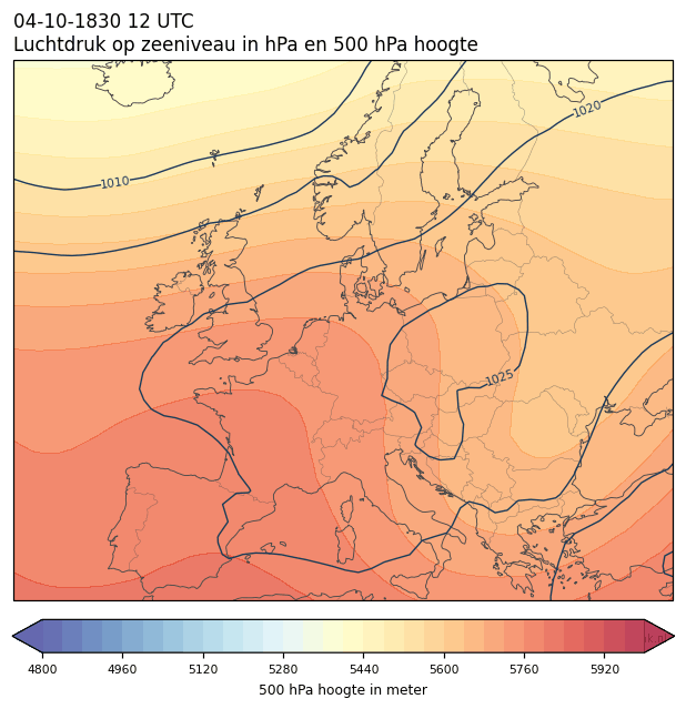Weerkaart van 4 oktober 1830 om 12 UTC