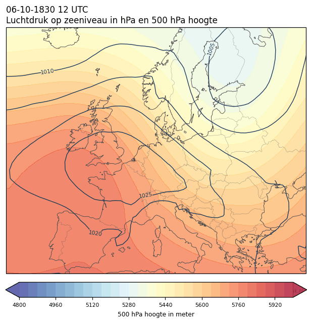 Weerkaart van 6 oktober 1830 om 12 UTC