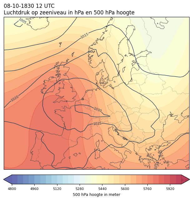 Weerkaart van 8 oktober 1830 om 12 UTC