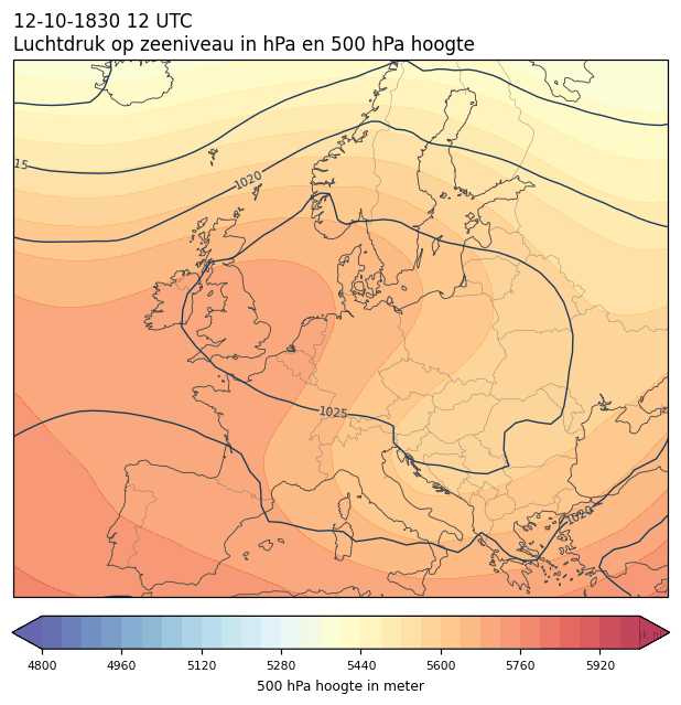 Weerkaart van 12 oktober 1830 om 12 UTC
