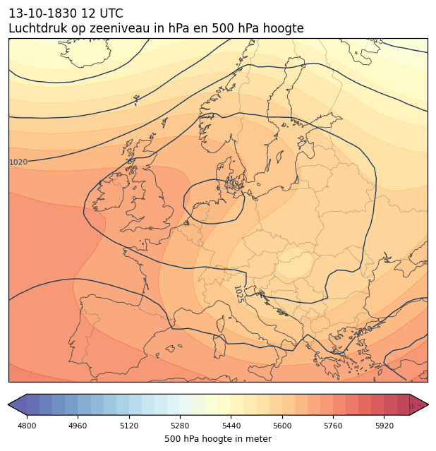 Weerkaart van 13 oktober 1830 om 12 UTC