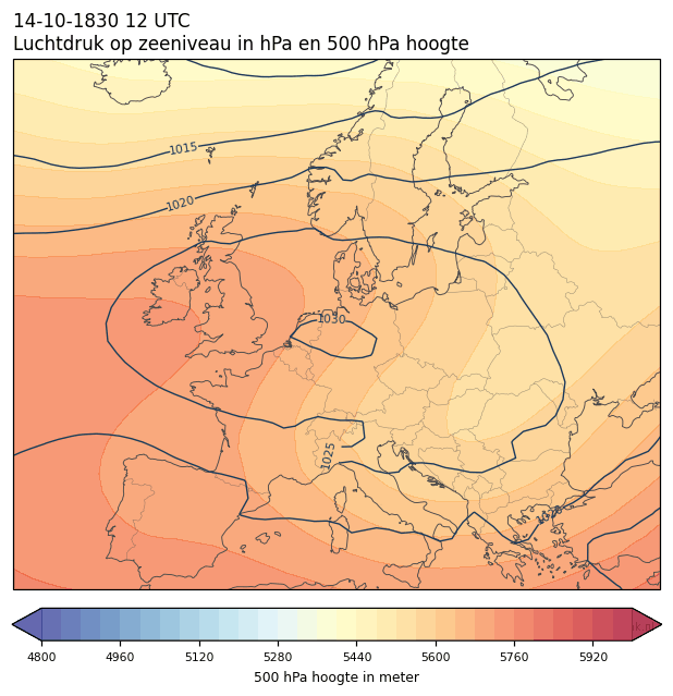 Weerkaart van 14 oktober 1830 om 12 UTC