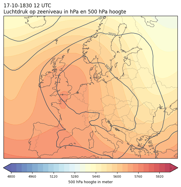Weerkaart van 17 oktober 1830 om 12 UTC