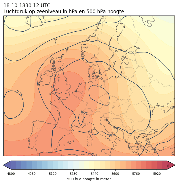Weerkaart van 18 oktober 1830 om 12 UTC