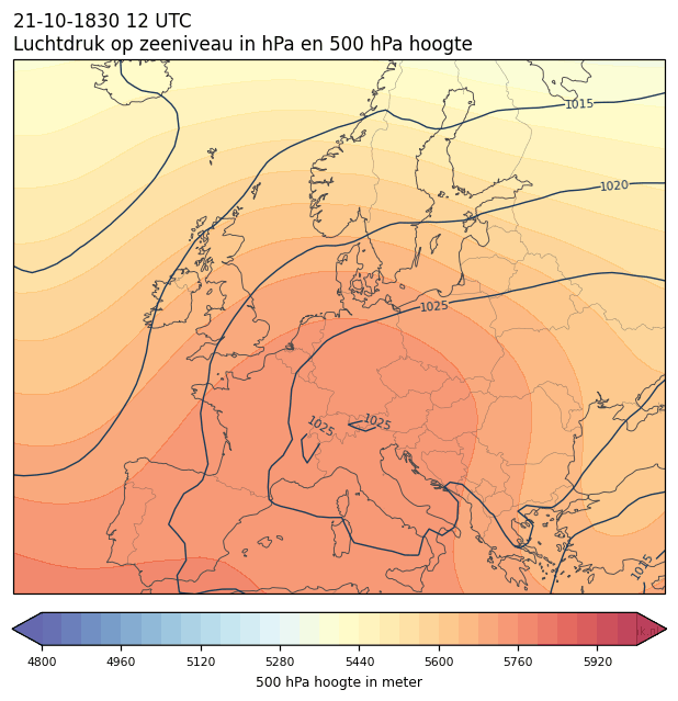 Weerkaart van 21 oktober 1830 om 12 UTC