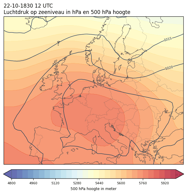 Weerkaart van 22 oktober 1830 om 12 UTC