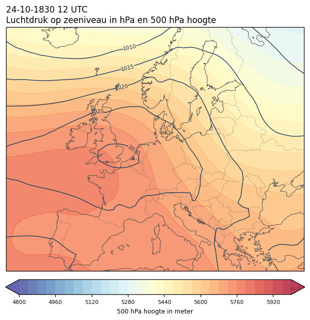 Weerkaart van 24 oktober 1830 om 12 UTC