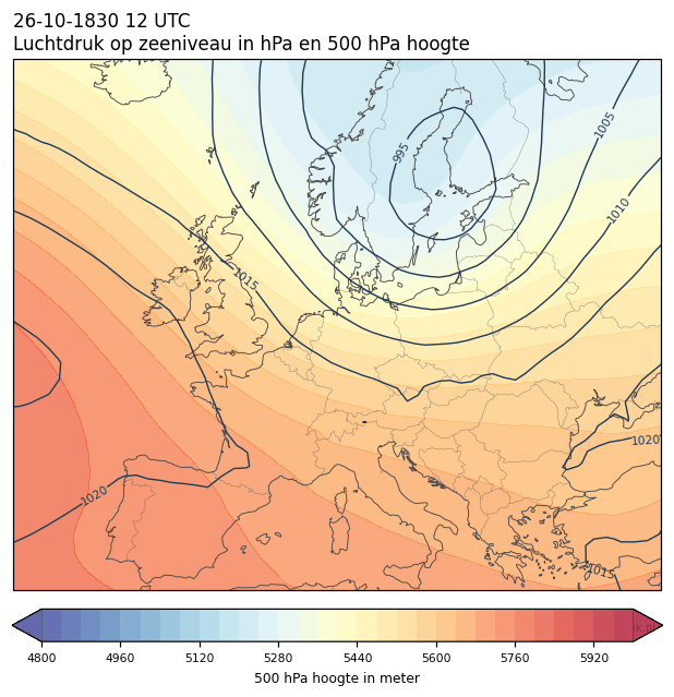 Weerkaart van 26 oktober 1830 om 12 UTC