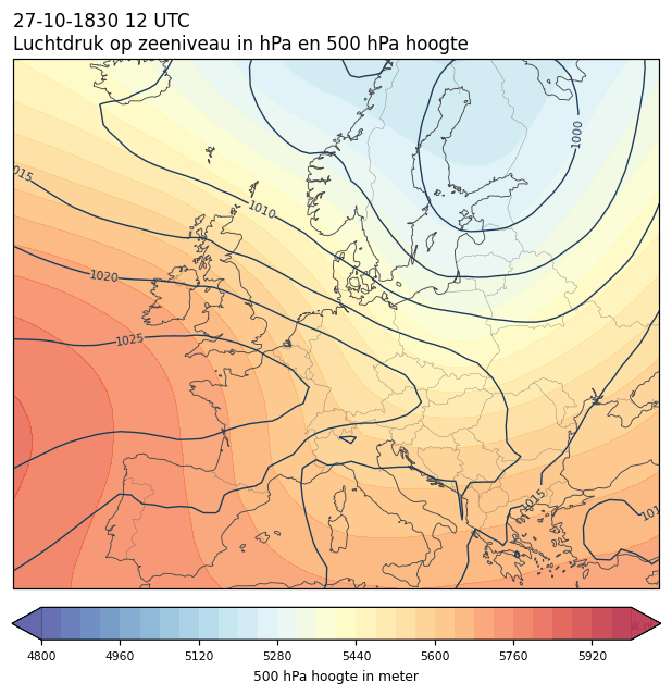 Weerkaart van 27 oktober 1830 om 12 UTC