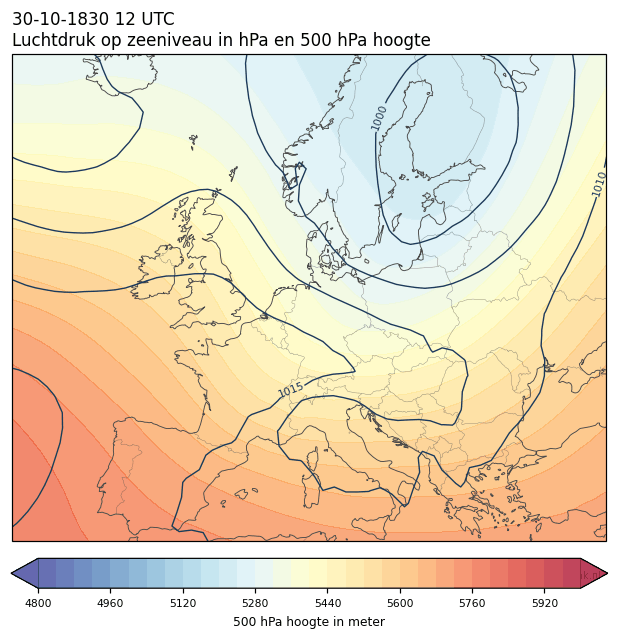 Weerkaart van 30 oktober 1830 om 12 UTC