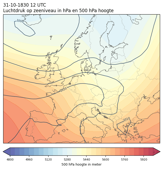 Weerkaart van 31 oktober 1830 om 12 UTC