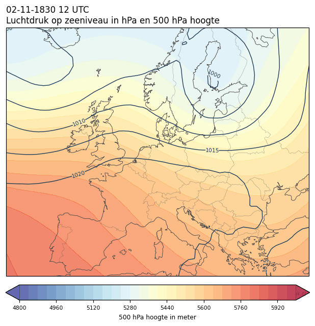 Weerkaart van 2 november 1830 om 12 UTC