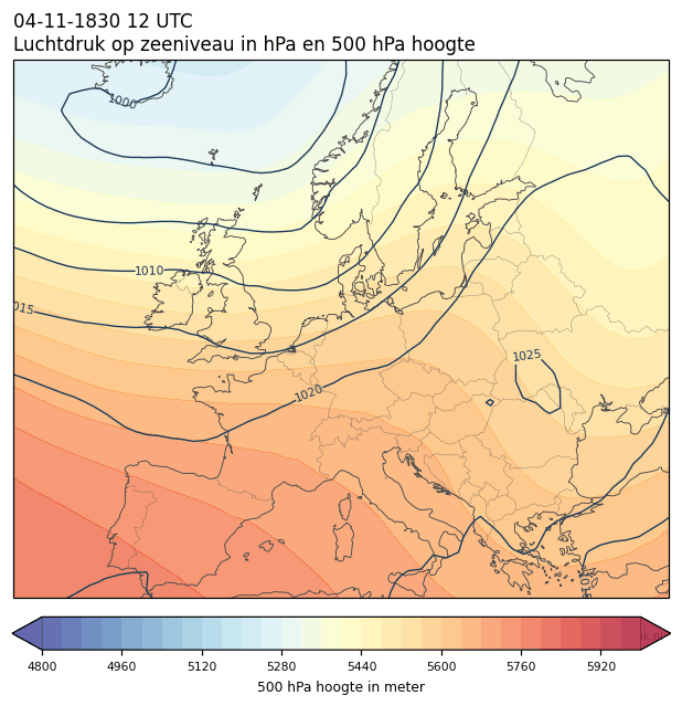 Weerkaart van 4 november 1830 om 12 UTC