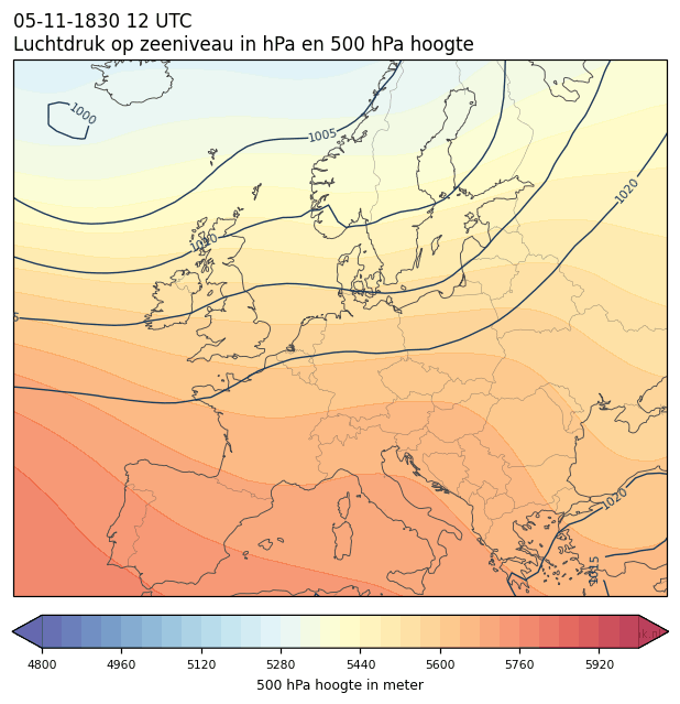Weerkaart van 5 november 1830 om 12 UTC