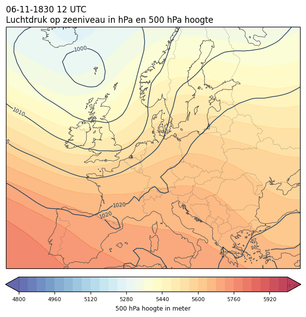 Weerkaart van 6 november 1830 om 12 UTC