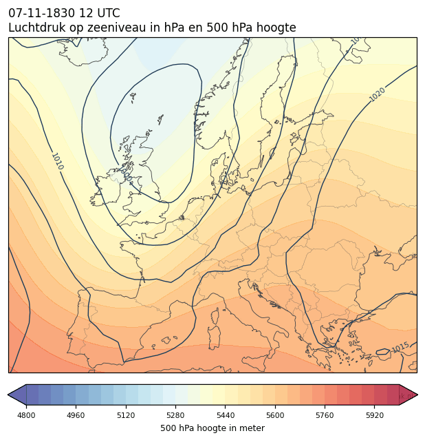 Weerkaart van 7 november 1830 om 12 UTC