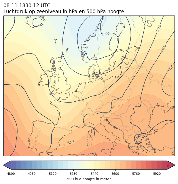 Weerkaart van 8 november 1830 om 12 UTC