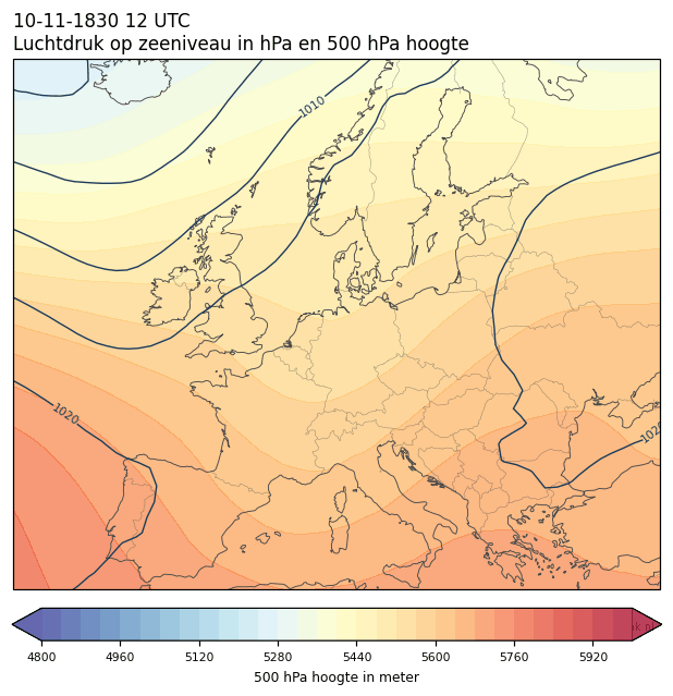 Weerkaart van 10 november 1830 om 12 UTC