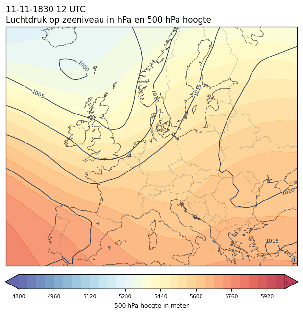 Weerkaart van 11 november 1830 om 12 UTC