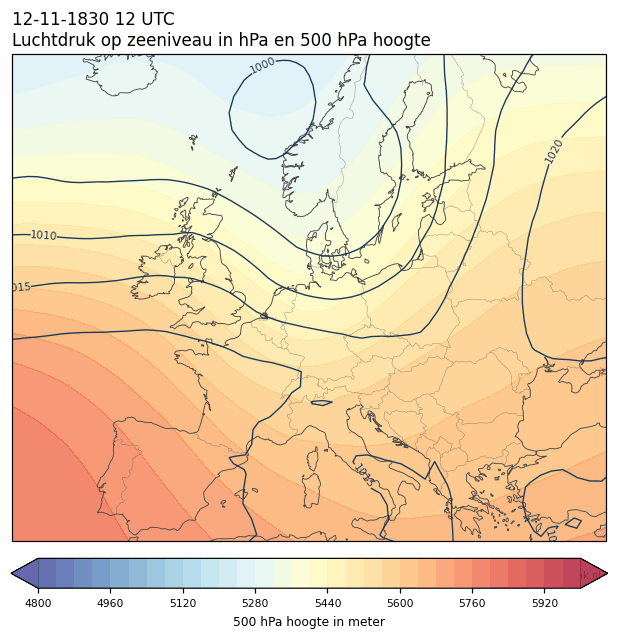 Weerkaart van 12 november 1830 om 12 UTC