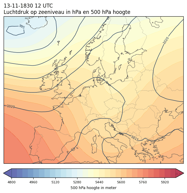 Weerkaart van 13 november 1830 om 12 UTC