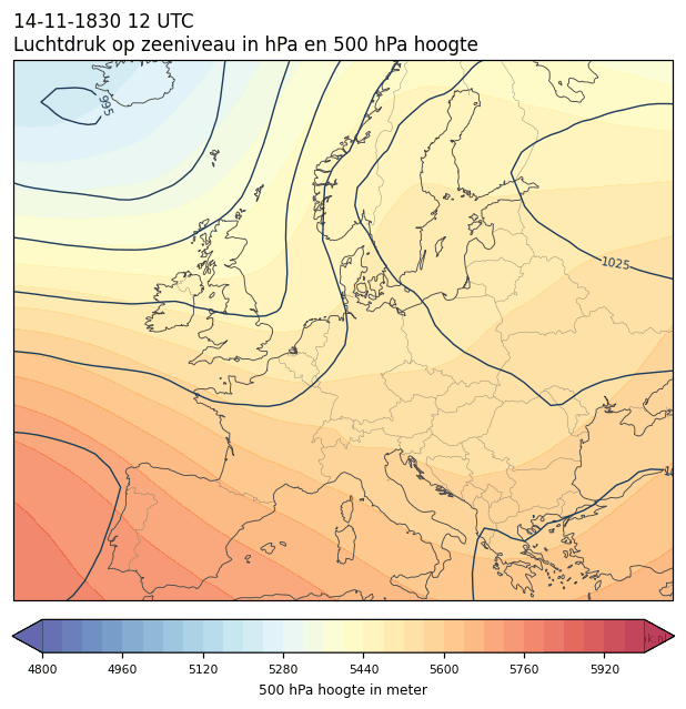 Weerkaart van 14 november 1830 om 12 UTC