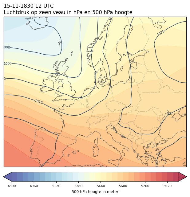 Weerkaart van 15 november 1830 om 12 UTC
