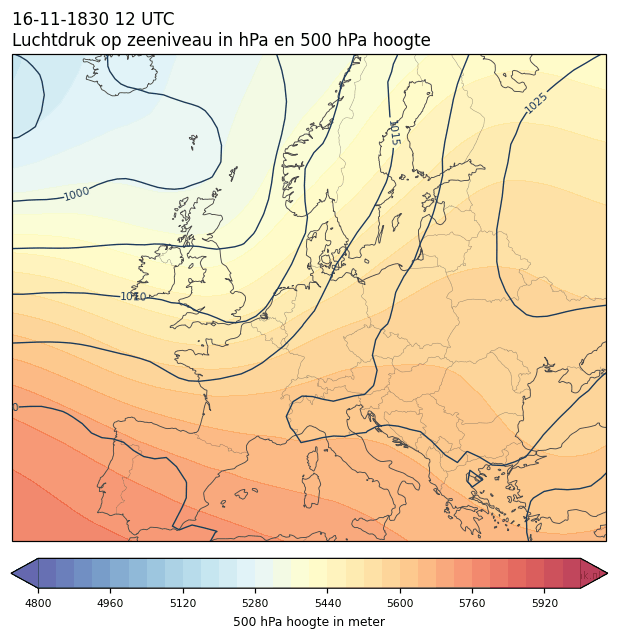 Weerkaart van 16 november 1830 om 12 UTC