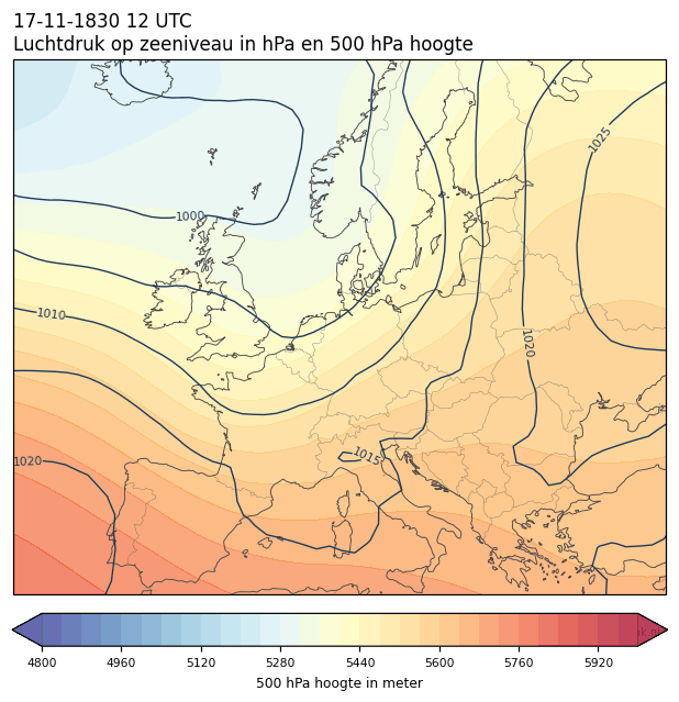Weerkaart van 17 november 1830 om 12 UTC