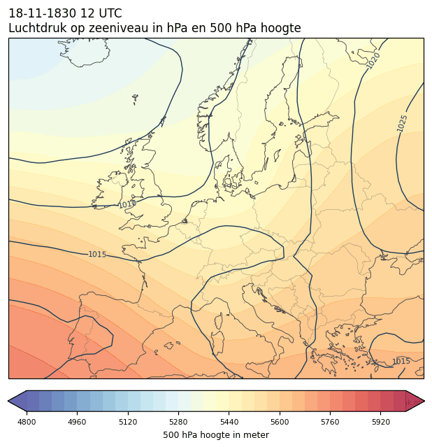 Weerkaart van 18 november 1830 om 12 UTC