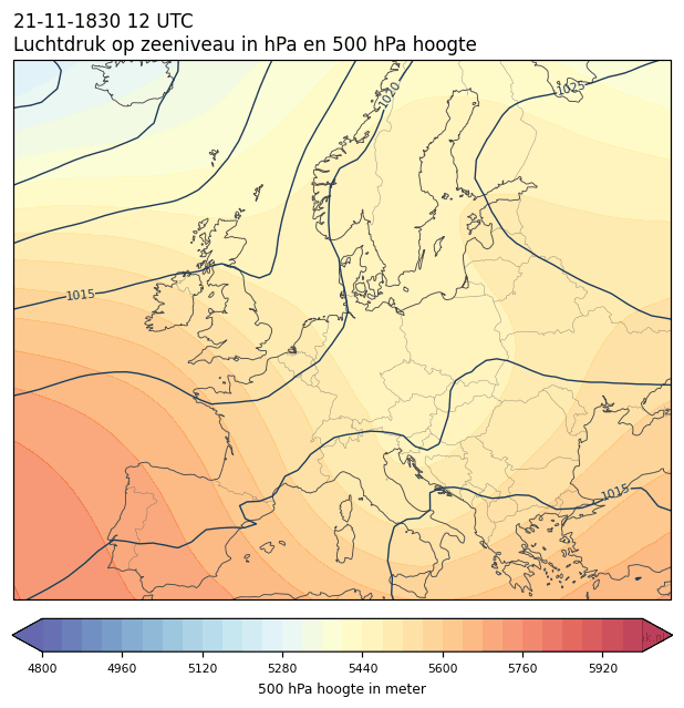 Weerkaart van 21 november 1830 om 12 UTC