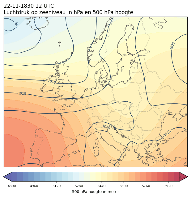 Weerkaart van 22 november 1830 om 12 UTC