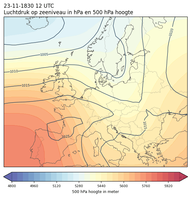 Weerkaart van 23 november 1830 om 12 UTC