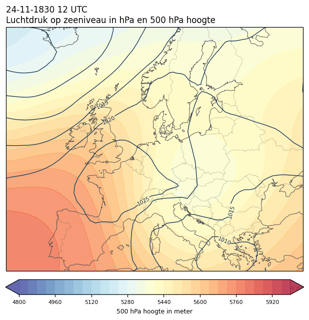 Weerkaart van 24 november 1830 om 12 UTC