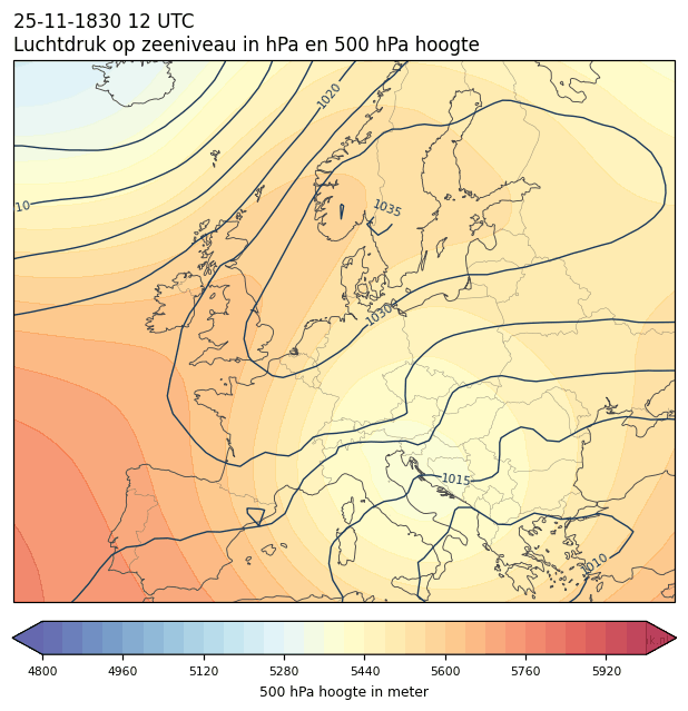 Weerkaart van 25 november 1830 om 12 UTC