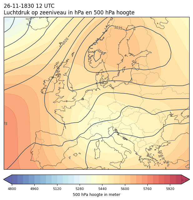 Weerkaart van 26 november 1830 om 12 UTC
