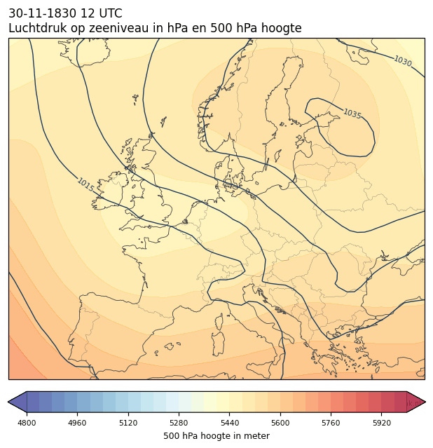 Weerkaart van 30 november 1830 om 12 UTC