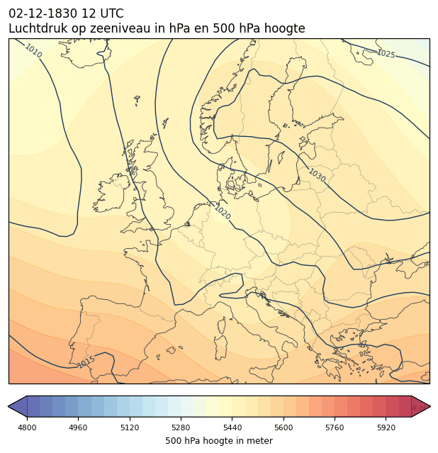 Weerkaart van 2 december 1830 om 12 UTC