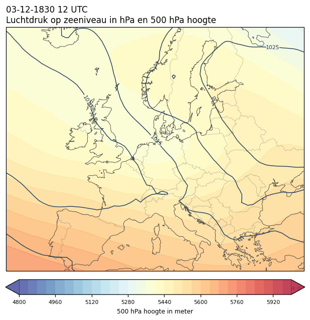 Weerkaart van 3 december 1830 om 12 UTC