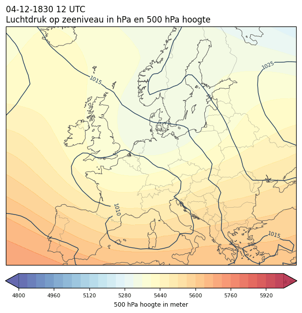 Weerkaart van 4 december 1830 om 12 UTC