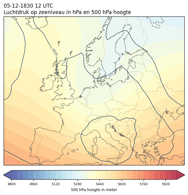 Weerkaart van 5 december 1830 om 12 UTC