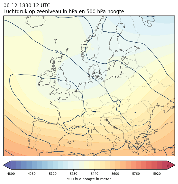 Weerkaart van 6 december 1830 om 12 UTC