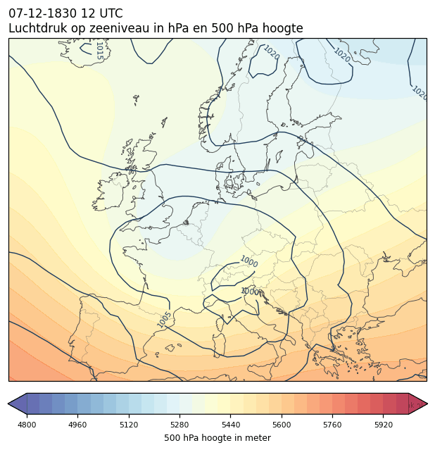 Weerkaart van 7 december 1830 om 12 UTC