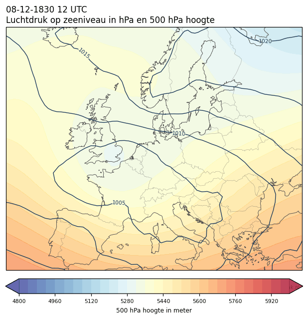 Weerkaart van 8 december 1830 om 12 UTC